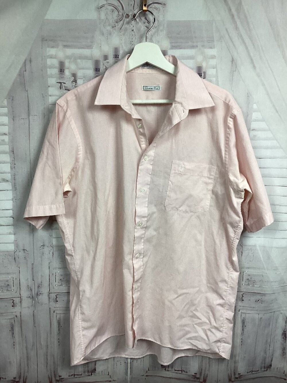 Christian Dior Pink Short Sleeve Button Down 16.5